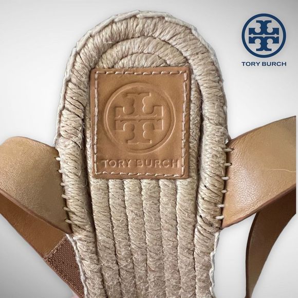 Tory Burch Bima 2 Espadrille Wedge 90mm Heel 8(M) Sandal Natural Vachetta $298 - Picture 2 of 14